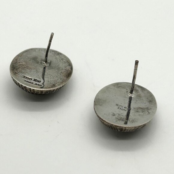 Vintage Sterling Silver Pierced Earrings Oval Textured 925 Stamped 5.7 grams - Picture 9 of 13